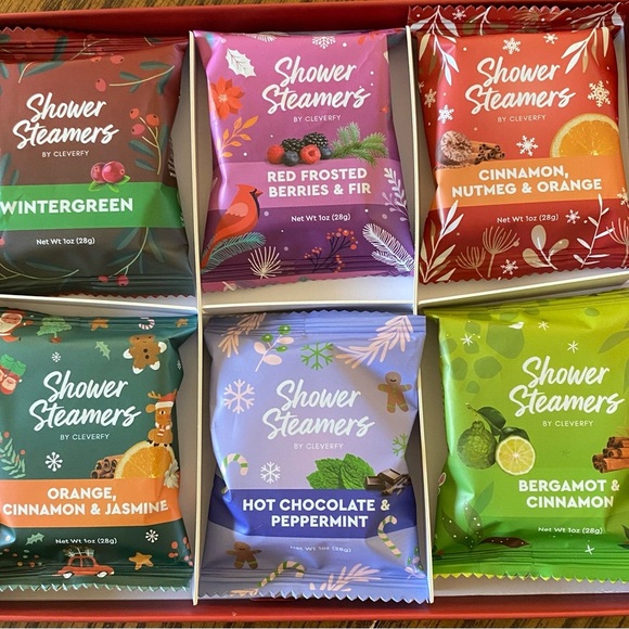 CLEVERFY Shower Steamers holiday edition aromatherapy 6 different tablets NEW - Picture 2 of 4